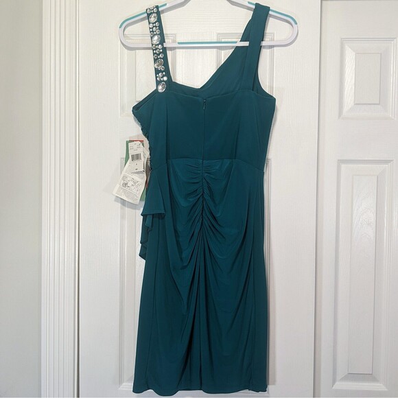 Scarlett Teal Jewels Short Dress 6 Small Sleeveless Bodycon Y2K Draped NWT New - Picture 5 of 12